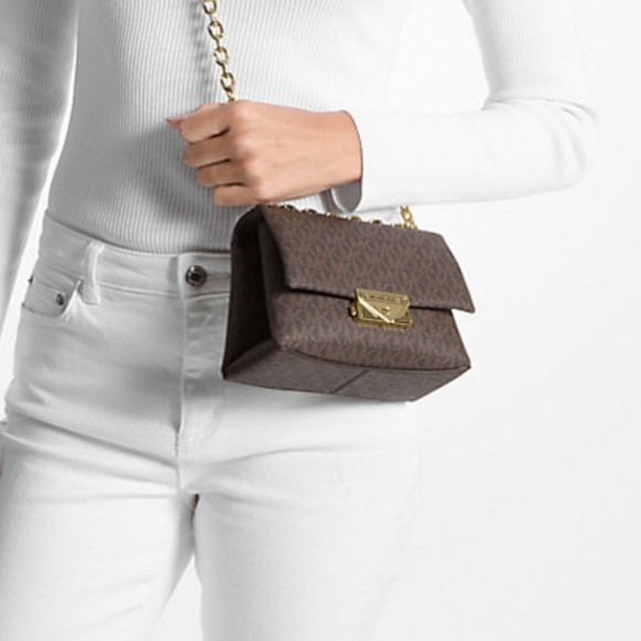 Michael Kors Brown Cece Small Logo Shoulder Bag NWT - Picture 4 of 11